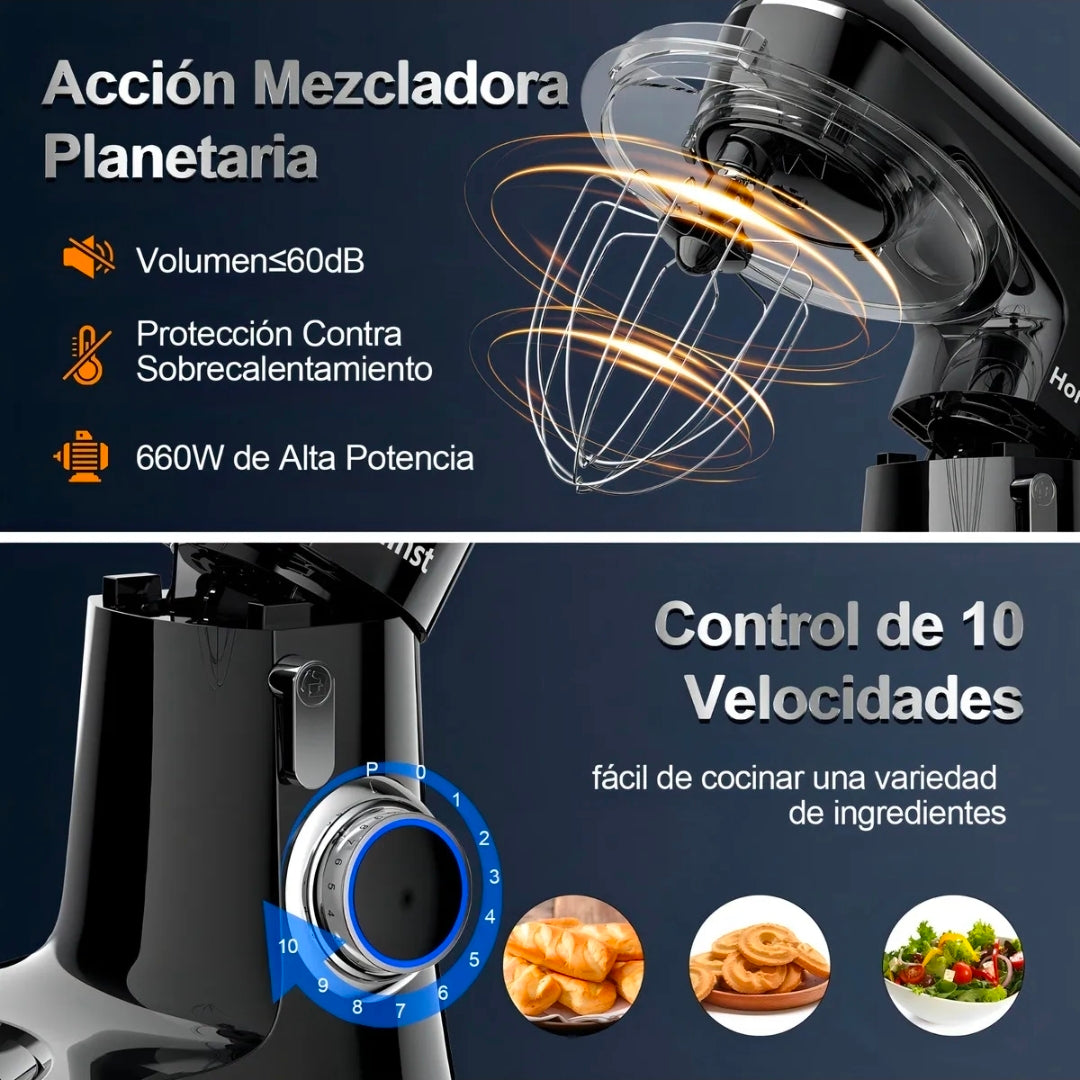 Batidora de pedestal planetaria 10vel 6.5Qt
