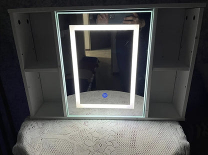 Espejo con luz LED y mueble organizador 40x60cm