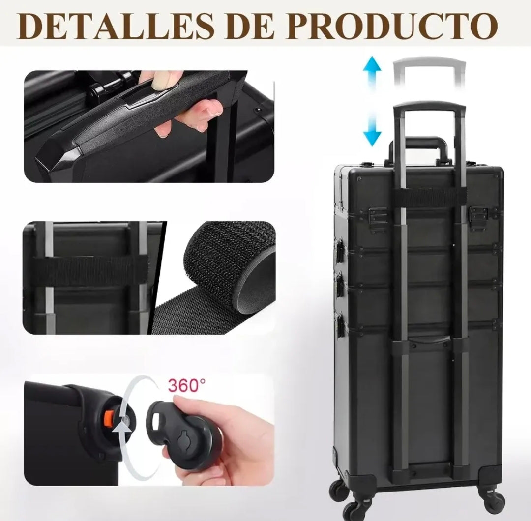 Neceser Cosmetiquera Profesional 4 Nivele Reforzada Aluminio