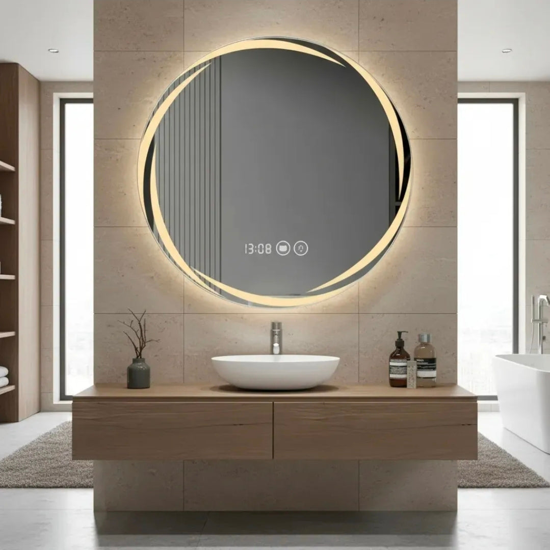 Espejo led con ajuste de hora 60x60cm