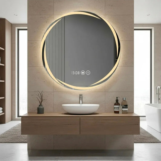 Espejo led con ajuste de hora 60x60cm