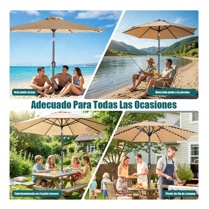 Sombrilla Para Jardin Y Playa 2.3m Exterior Plegable