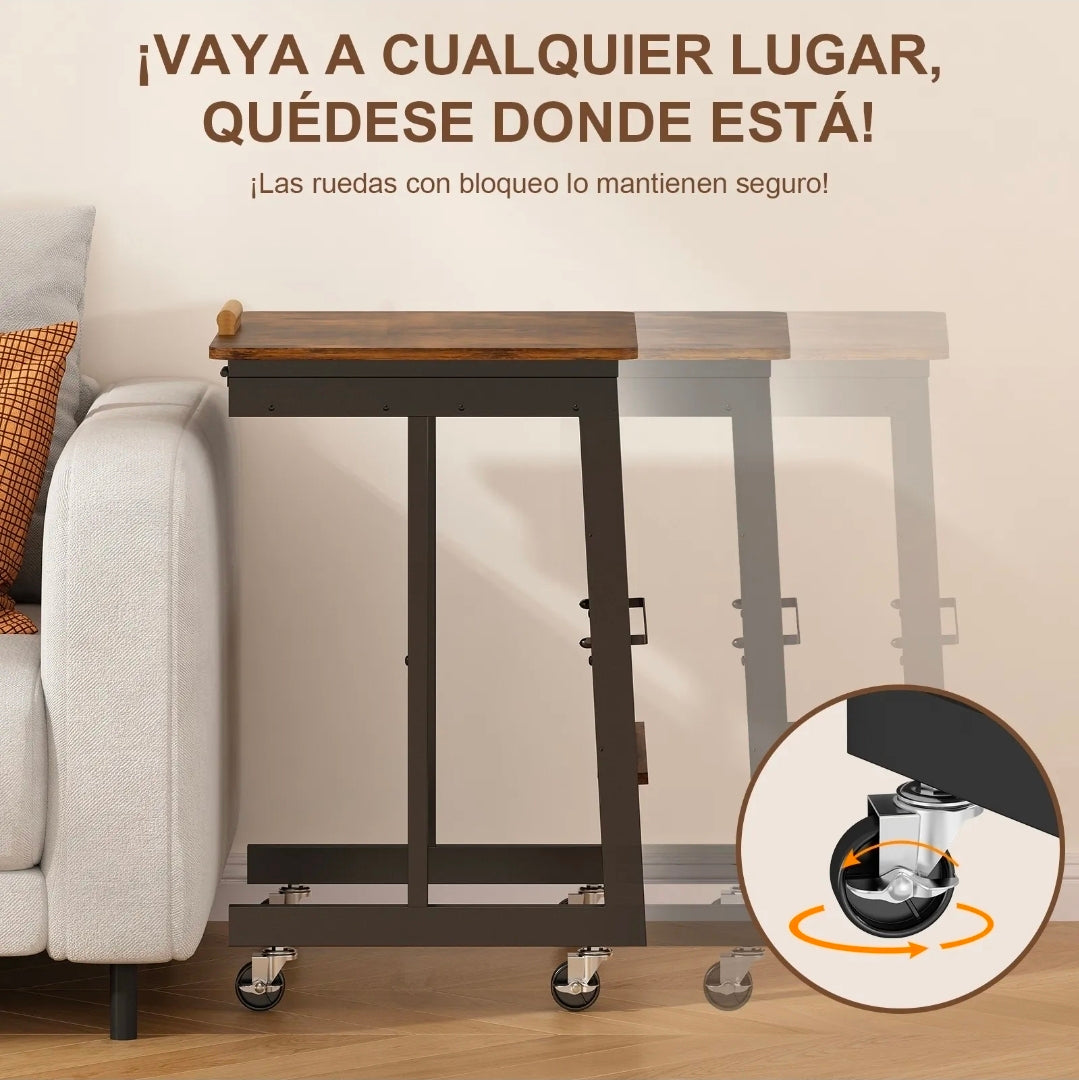 Mesa Escritorio Ajustable Con Ruedas color Marrón