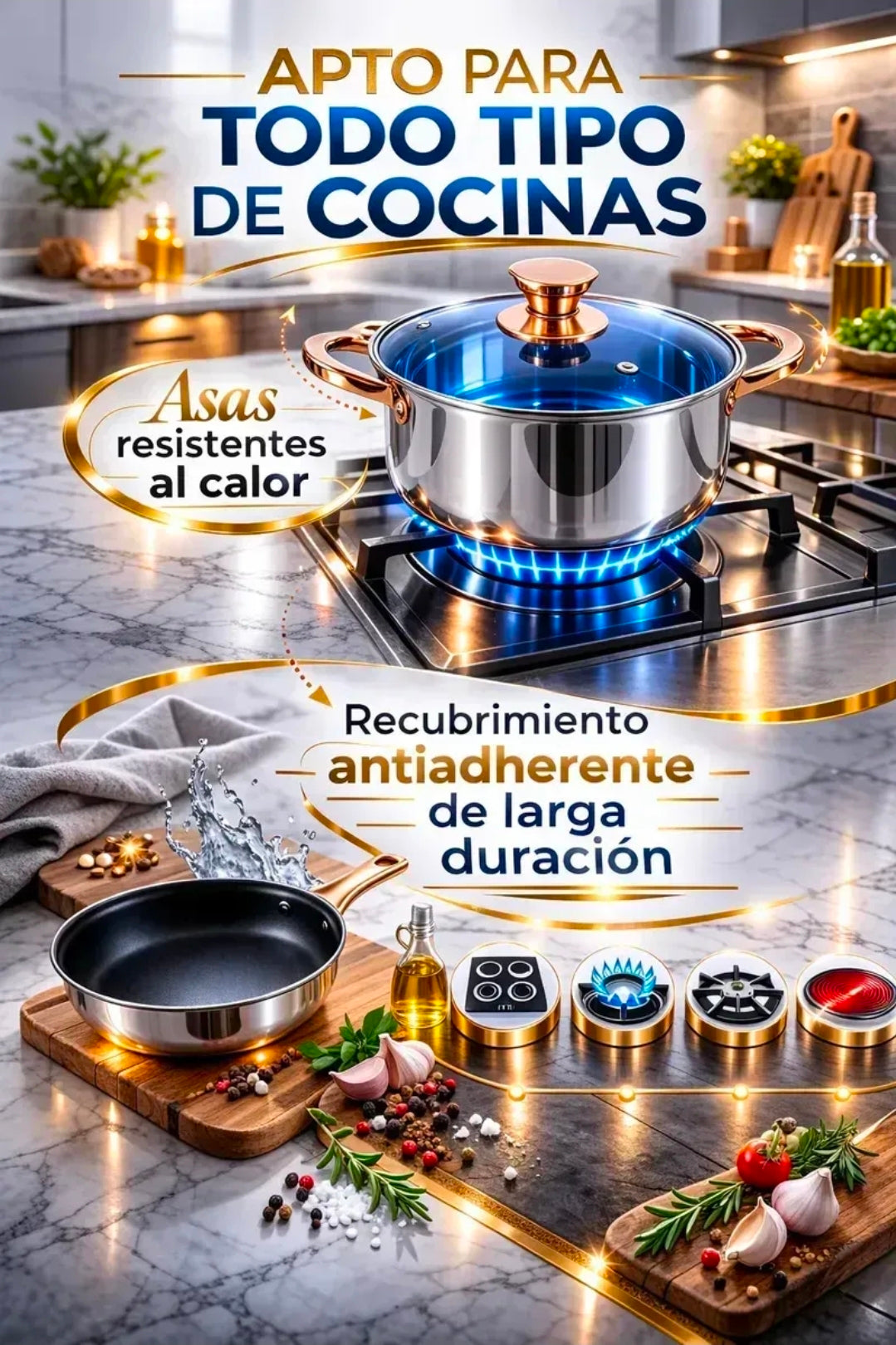 Batería de Cocina Kitchenes Juego de 12 Piezas