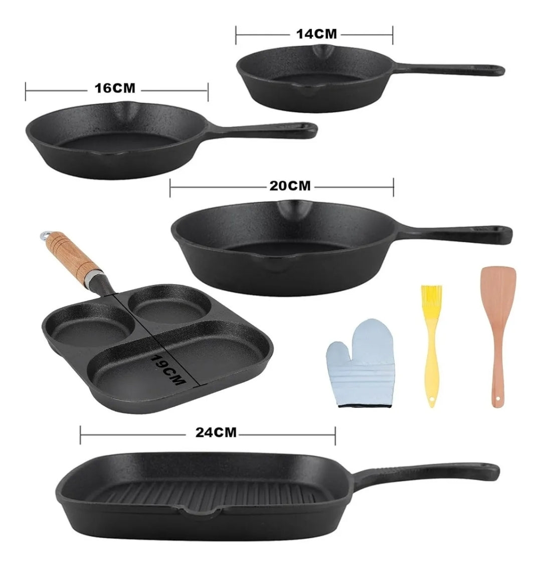 Juego de sartenes de hierro fundido