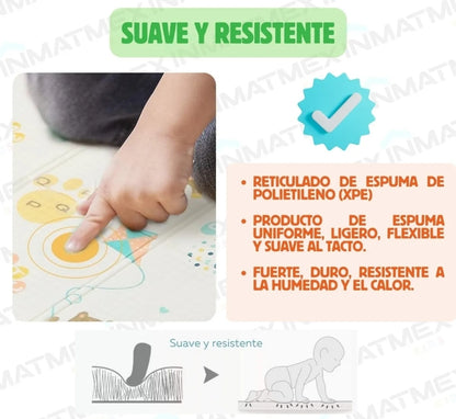 Tapete de bebé antigolpes plegable 2.00x1.50m doble cara