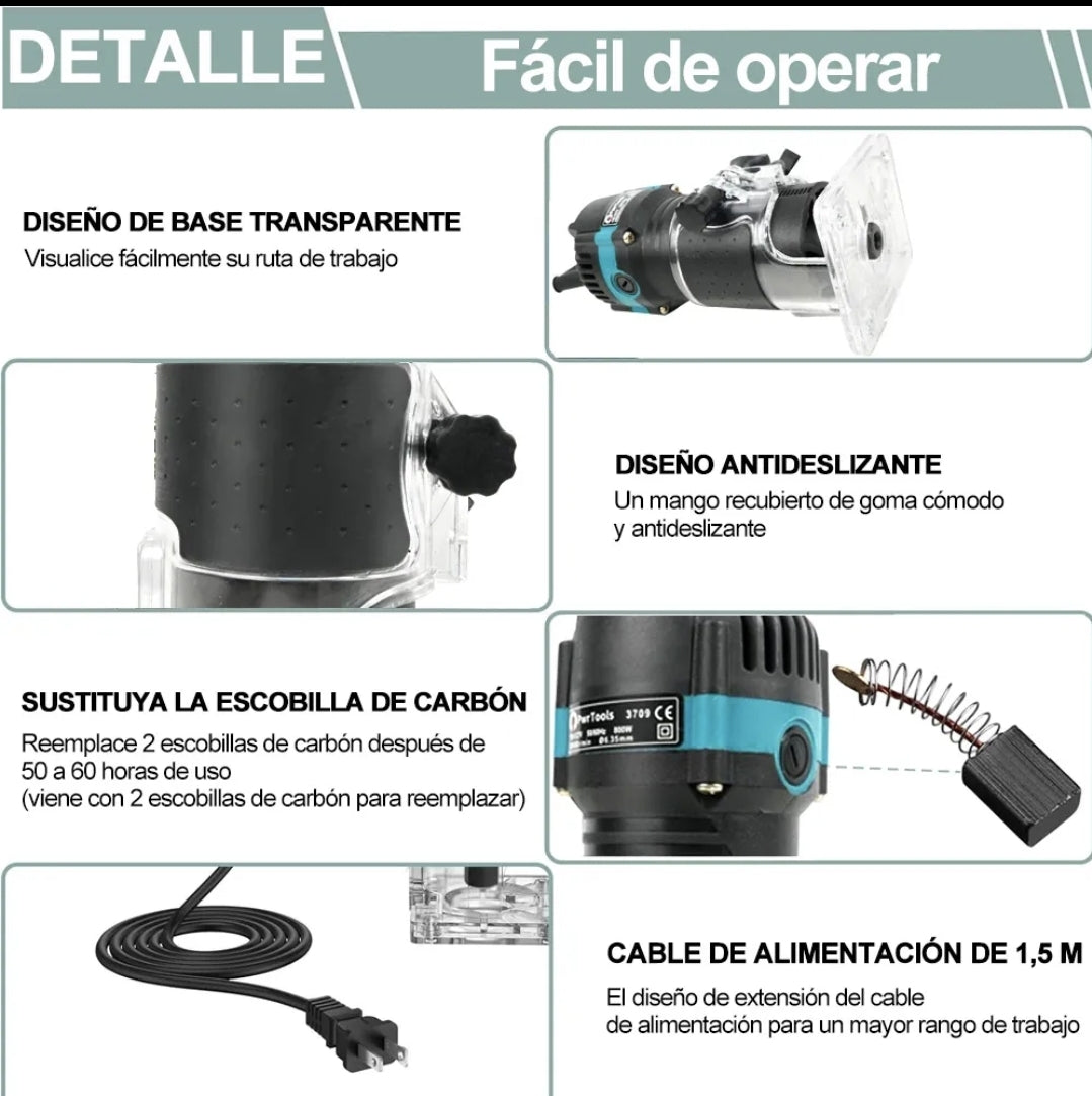 Recortadora Eléctrica Con Accesorios Para Trabajar La Madera