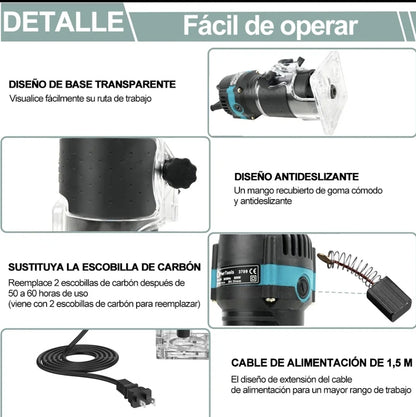 Recortadora Eléctrica Con Accesorios Para Trabajar La Madera