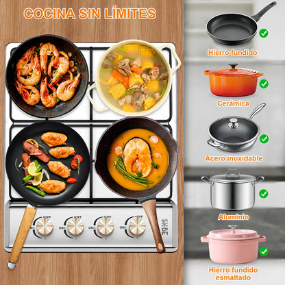 Parrilla Gas Skbe 4 Quemadores Empotrable Acero Inoxidable Encendido Eléctrico