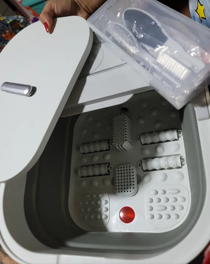 Tina spa eléctrica para pies plegable con burbujas y set pedicura