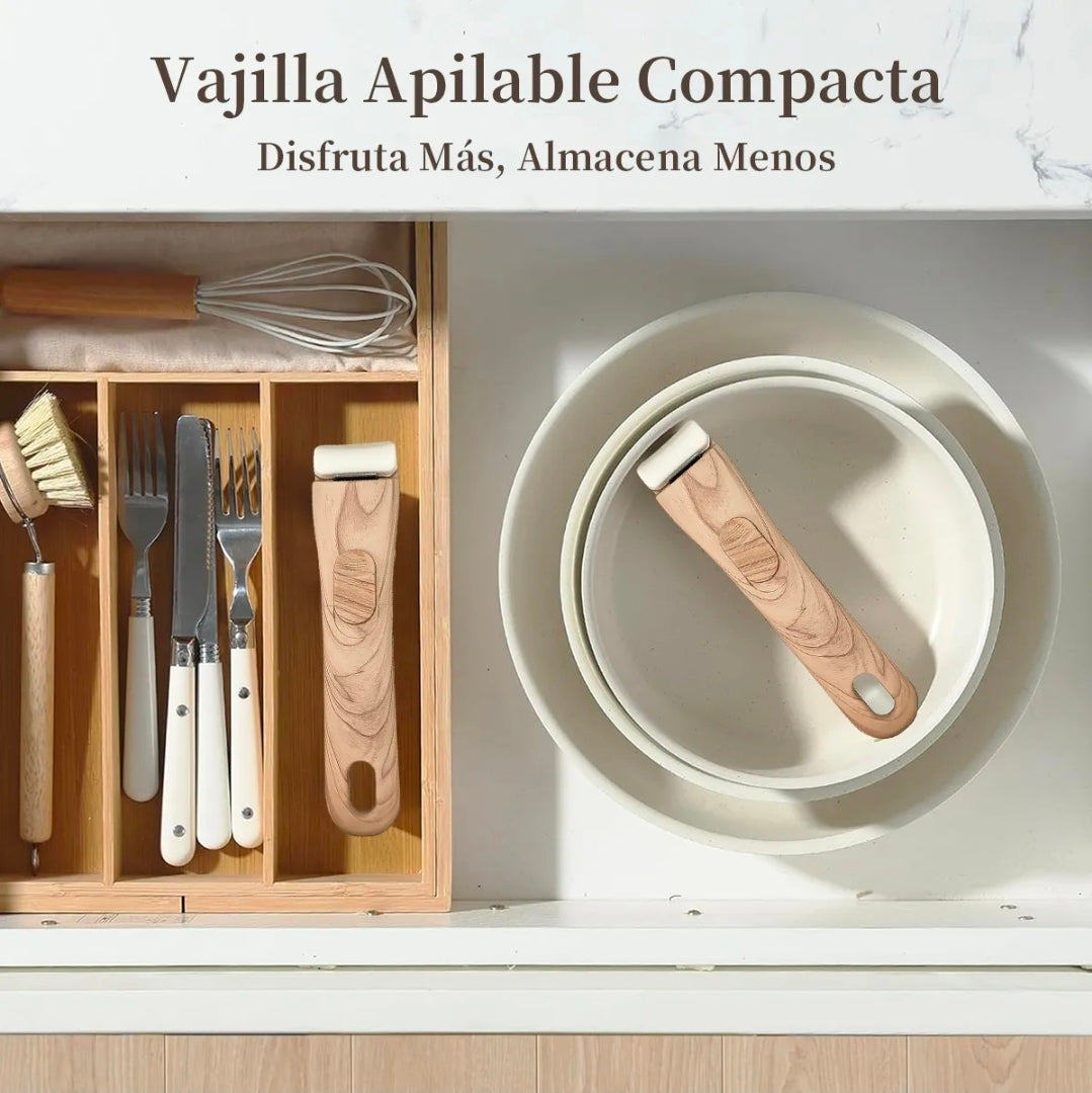 Batería de Cocina Juego de Ollas y Sartenes de Cerámica Antiadherente IronHoof 22 Piezas