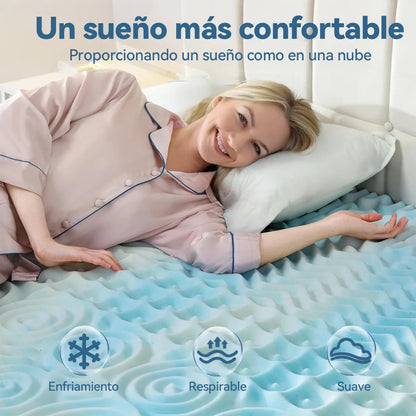 Colchoneta Matrimonial Memory Foam Casita Azul 7 Zonas Gel 8cm