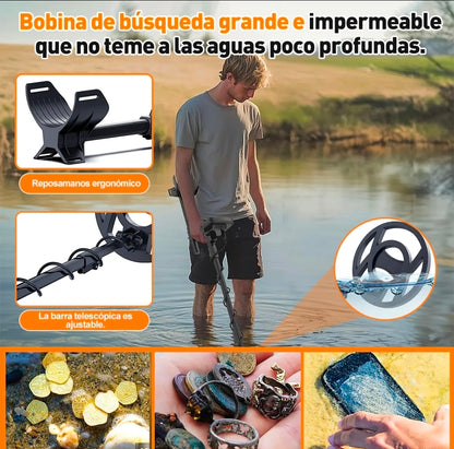 Detector de metales de alta precisión e impermeable multifrecuencia 5 Modo+LCD