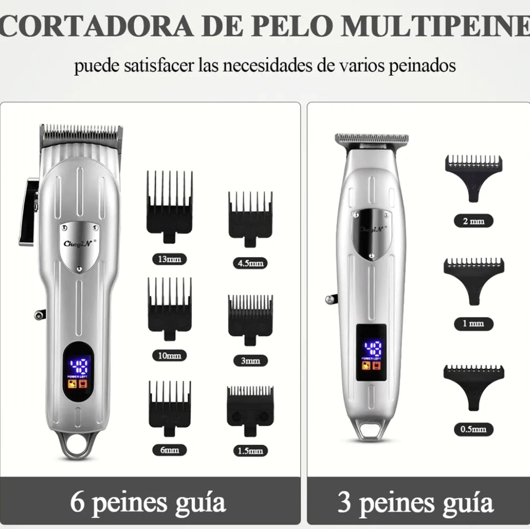 Kit Máquinas Cortadoras de Cabello Barberia Profesional bateria recargable