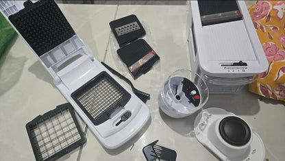 Rallador cortador multifuncional  13 en 1 con contenedor y espiralizador ajustable