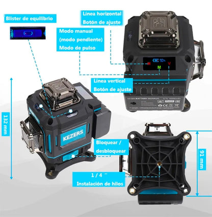 Nivel láser autonivelante 360° con receptor