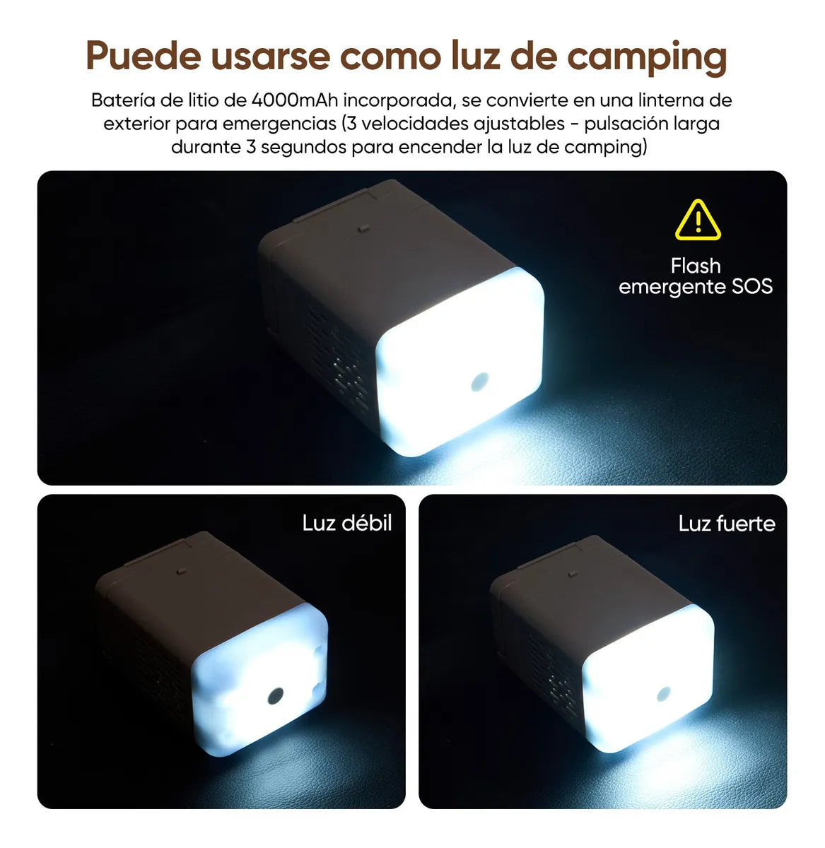 Colchón INFLABLE Queen Size Con Bomba Hinchable De 4000 Mah Marrón Claro
