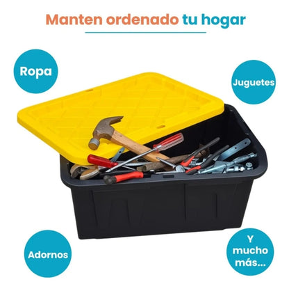 2 cajas de almacenamiento uso rudo 102 L con tapa