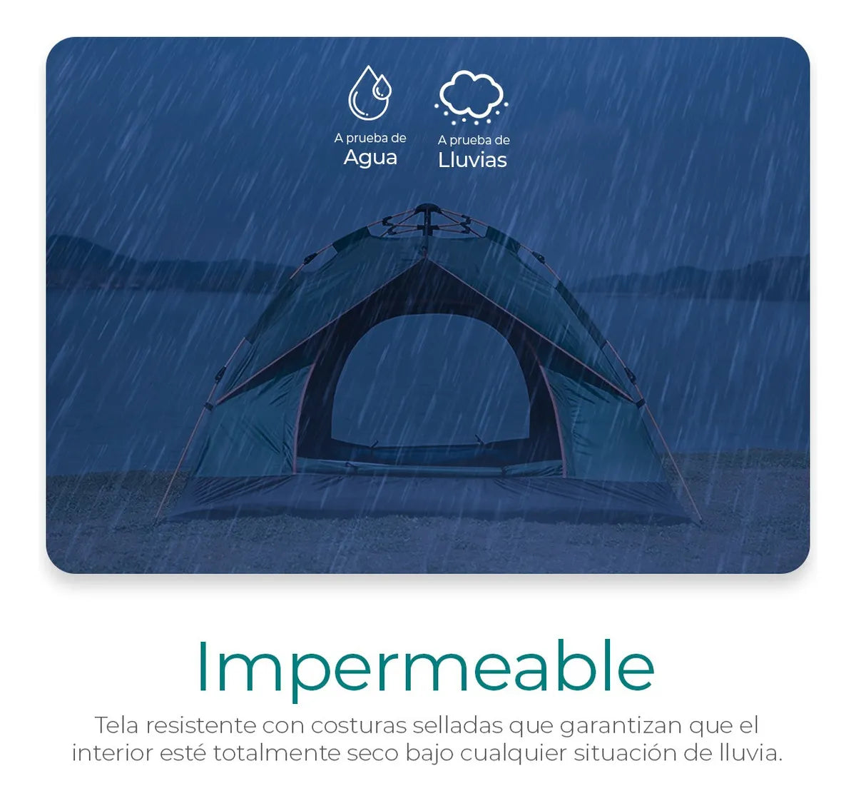 Casa De Campaña 3-4 Personas Impermeable Portátil 2 Entradas