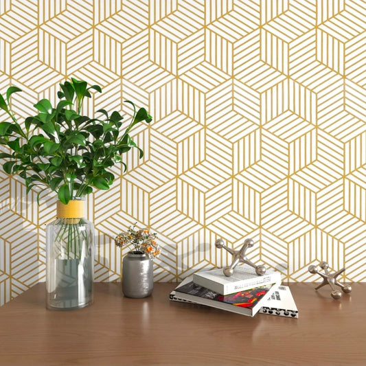 Papel tapiz para pared Oro Hexagonal Autoadhesivo