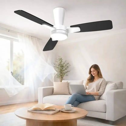 Ventilador De Techo 42" Aspas De Doble Acabado, 6 Velocidades, 3 Tonos De Luz