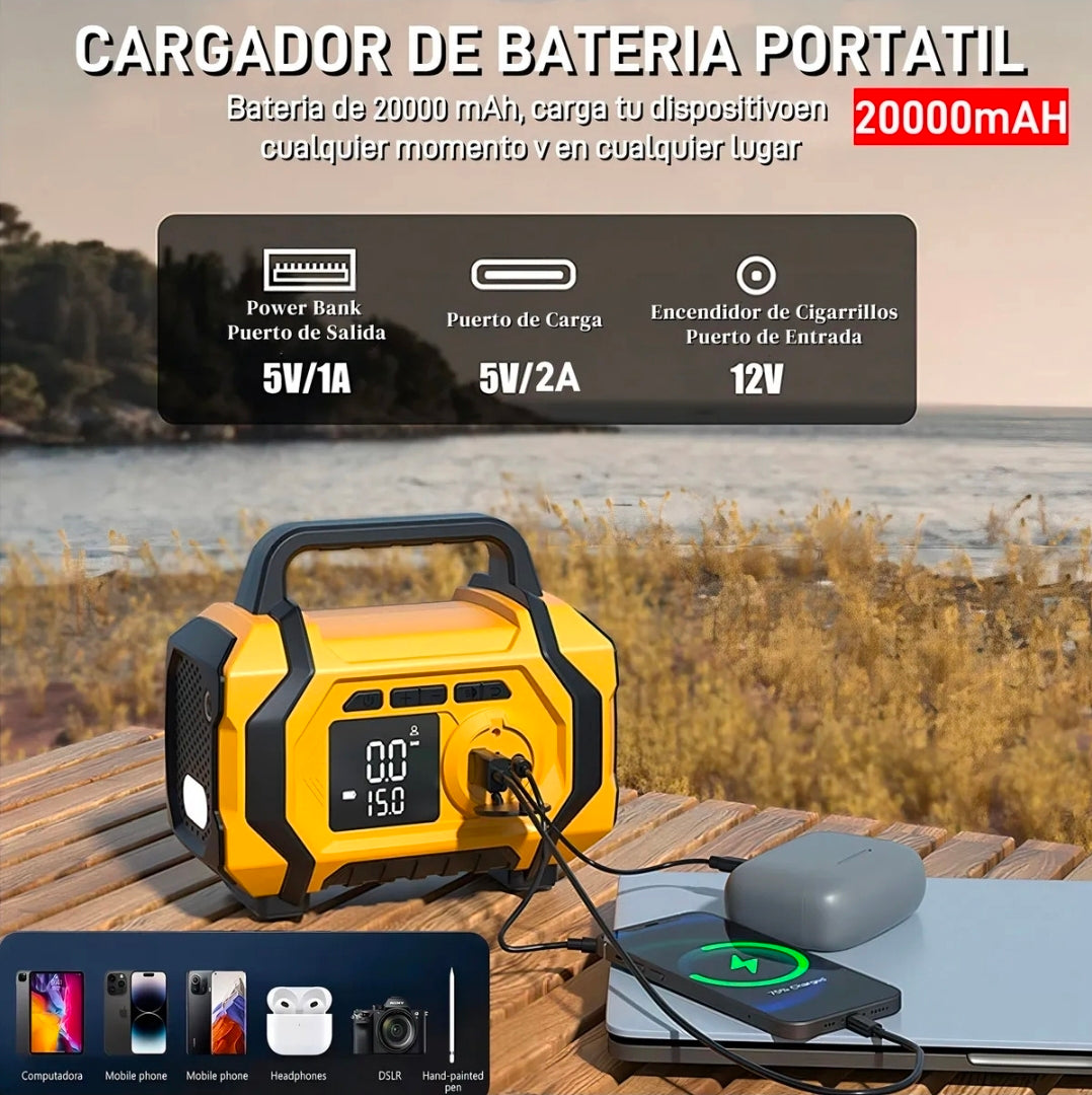 Arrancador De Batería De Auto Compresor De Aire 8000a Inflador 150psi Con Pantalla Con Smart Clip