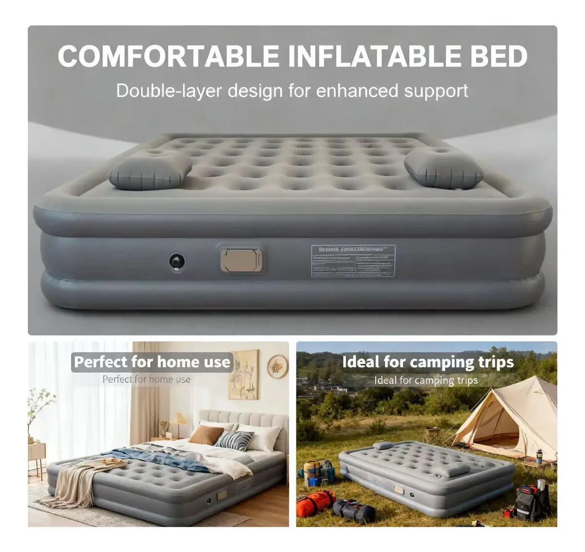 Colchón Inflable Queen Size +2almohada+bomba Aire 200x150x40