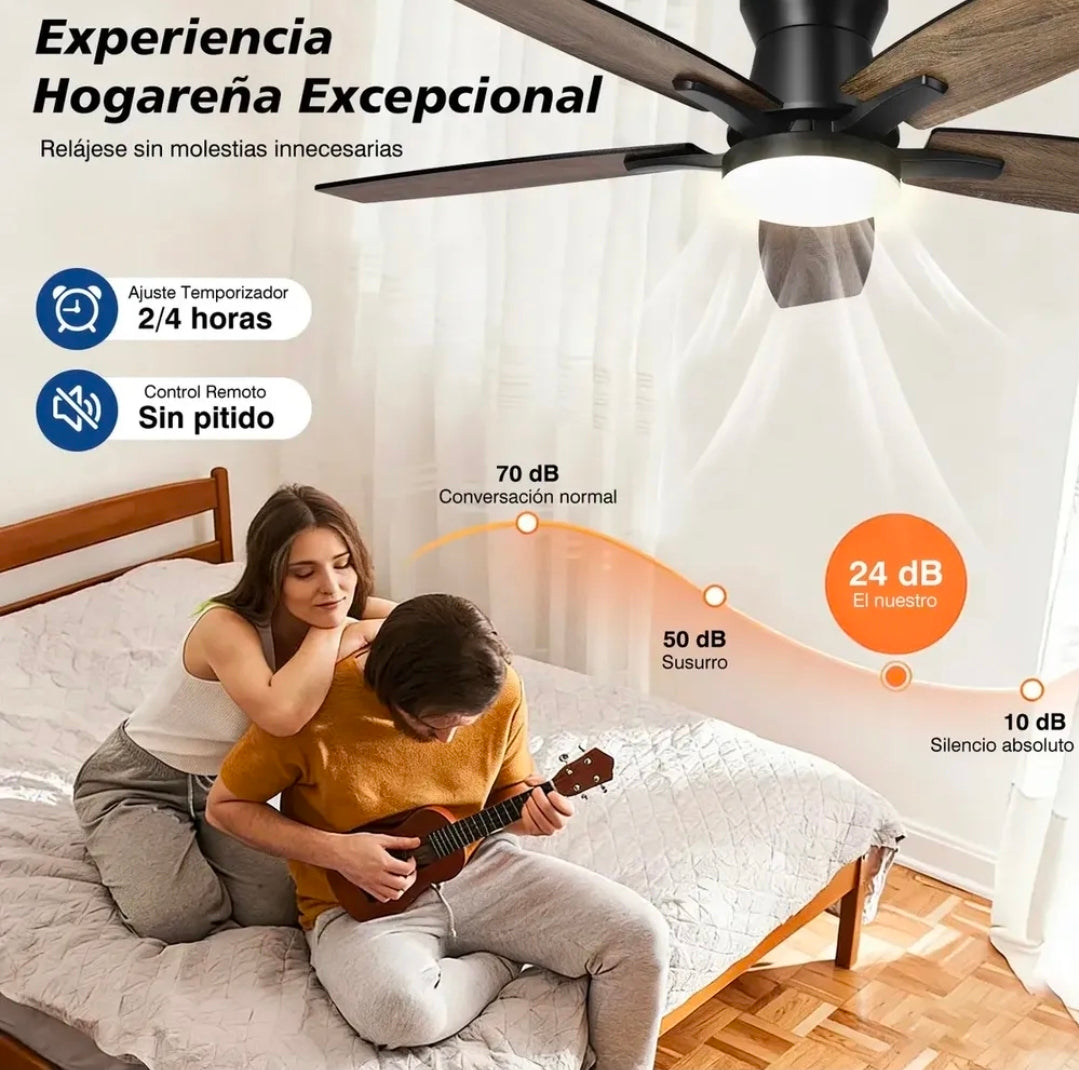 Ventilador De Techo Con Luz Y Mando A Distancia 1.07 M 60hz Negro/Madera