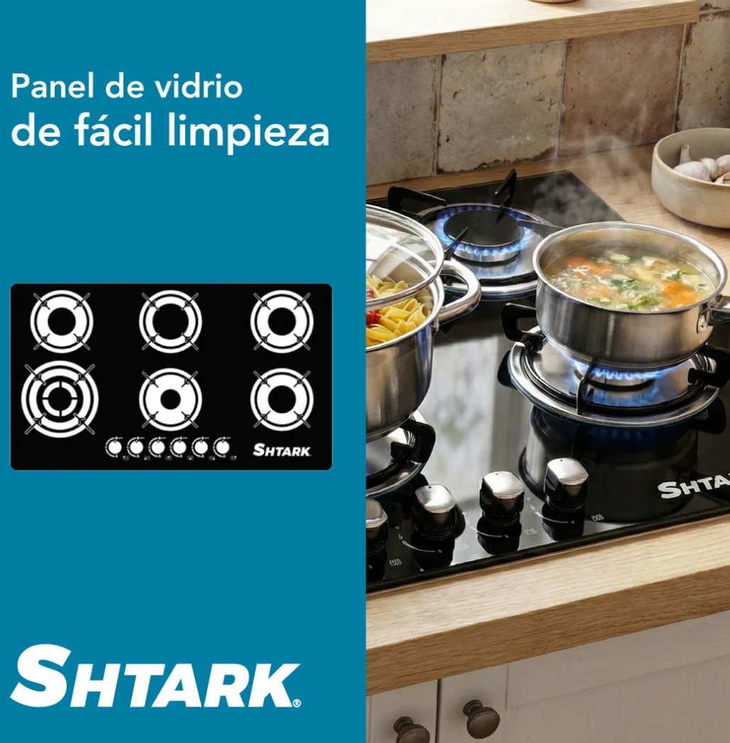 Parrilla  Shtark 6 quemadores vidrio templado
