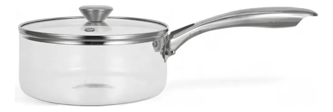 Juego De 4 Ollas De Vidrio Transparente Con Tapa Home Chef