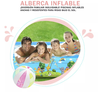 260cm Alberca Inflable Rectangular Familia Piscinas-azul