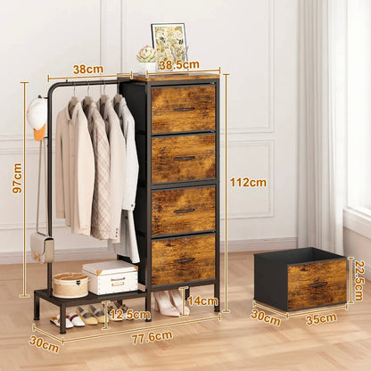 Perchero Rack Organizador Con Cajón color Marrón