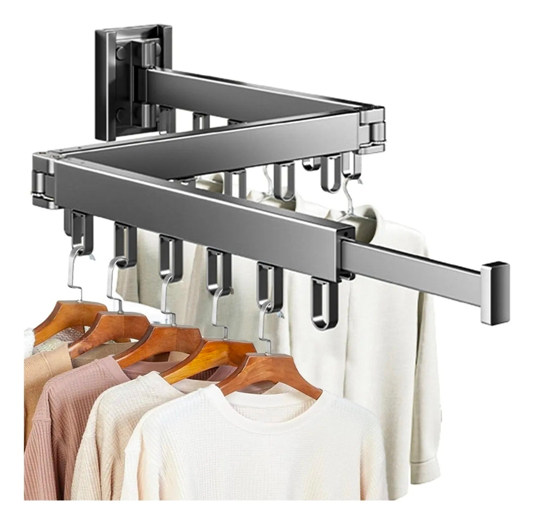 Tendedero Ropa Retráctil Triple Plegable 1.2m Con 18 Ganchos