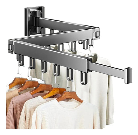 Tendedero Ropa Retráctil Triple Plegable 1.2m Con 18 Ganchos