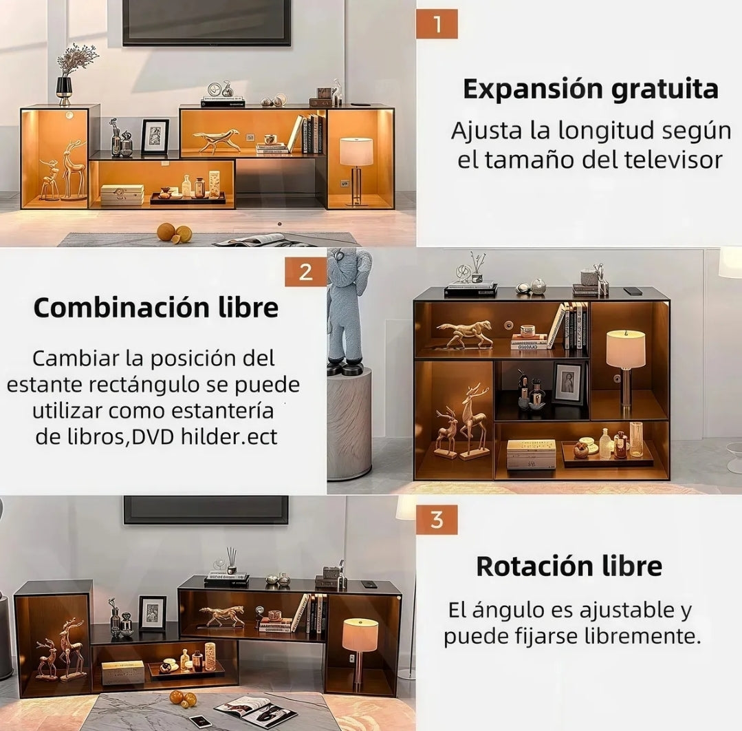 Mueble de TV con luces LED montaje ajustable