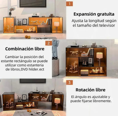 Mueble de TV con luces LED montaje ajustable