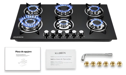 Parrilla Xiudeen 6 quemadores vidrio templado