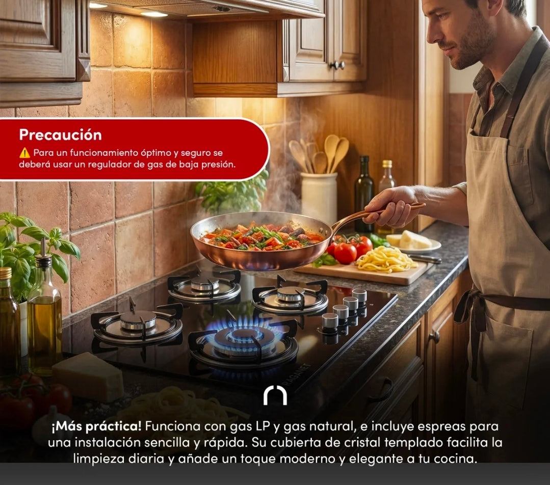 Parrilla 4 quemadores cristal templado RAGANET