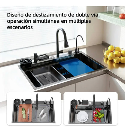 Tarja con dispensador acero inoxidable 80x45x22 cm inteligente