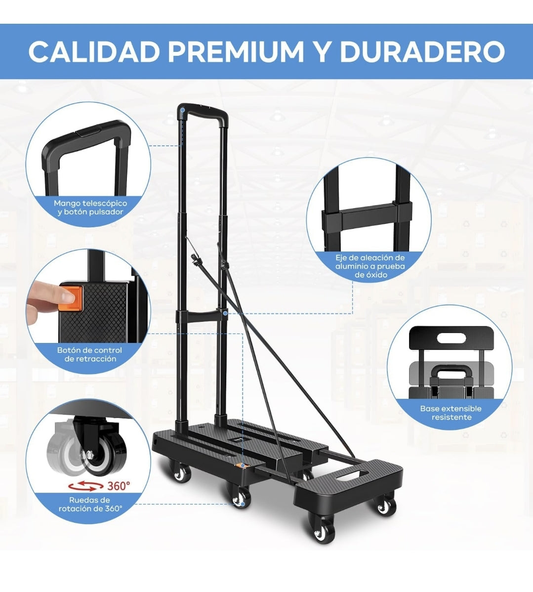 Diablito De Carga Plegable Con Extensible 200kg