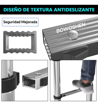 Escalera Telescópica Plegable 5 Metros Altura Ajustable Portátil Con Ganchos