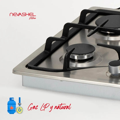 Parrilla A Gas Empotrable Estufa De Mesa 5 Quemadores Lp/nat Color Plateado