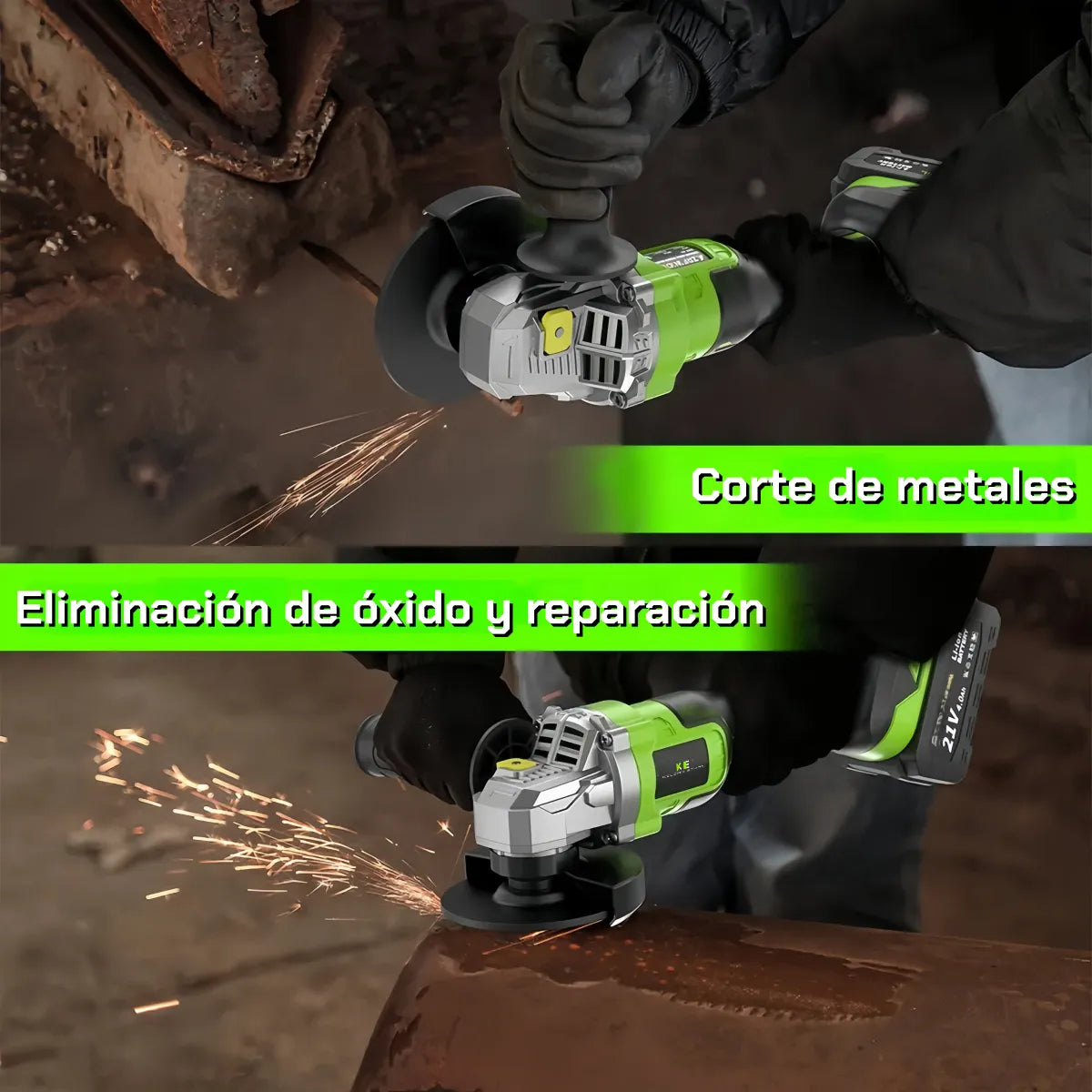 Kit 3 en 1 Taladro Percutor Brushless + Esmeriladora Inalámbrica + Llave Impacto Sin Escobillas