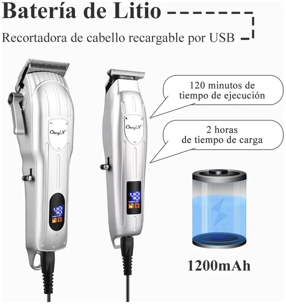Kit Máquinas Cortadoras de Cabello Barberia Profesional bateria recargable