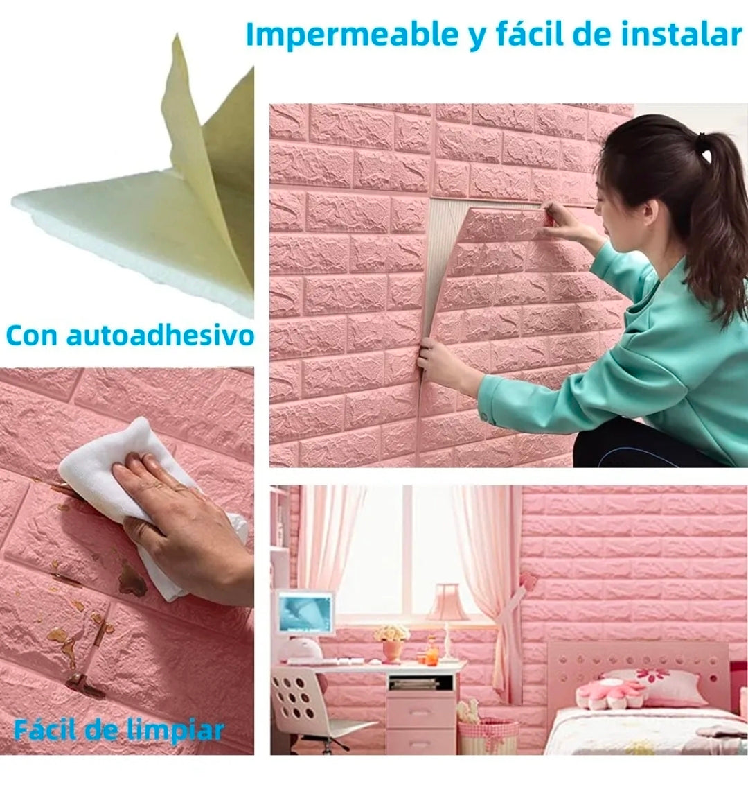 Panel decorativo 3D espuma impermeable 30pz