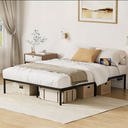 Base De Cama Plegable De Metal Con Enchufe Usb