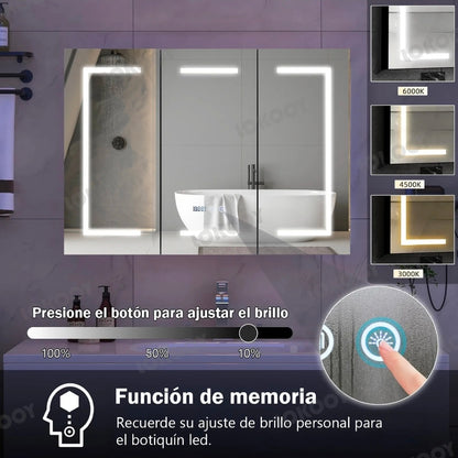 Mueble para baño con espejo led antivaho 90x65cm