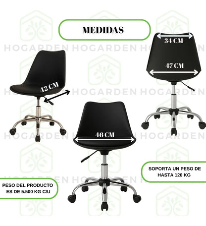 Set 3 sillas eames ejecutivas con rueditas