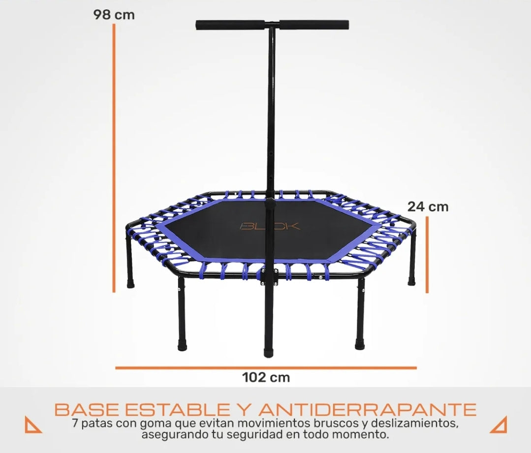 Trampolín Hexagonal Con Barra Soporta 100 Kg