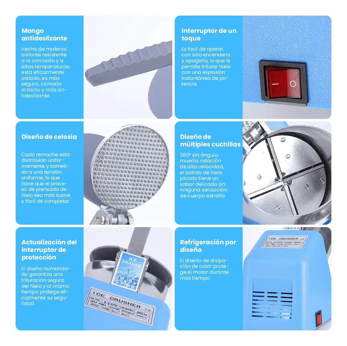 Trituradora de Hielo Triturador Cuchillo Cuatro 85kg/h